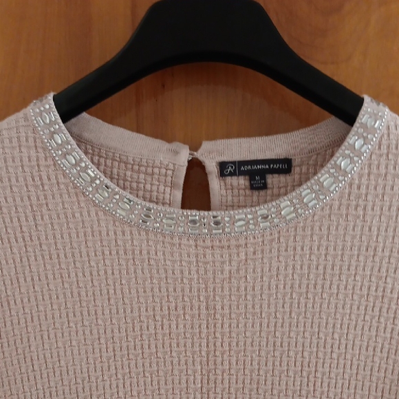 Adrianna Papell Cream Fitted Ribbed T-Shirt - Picture 4 of 5